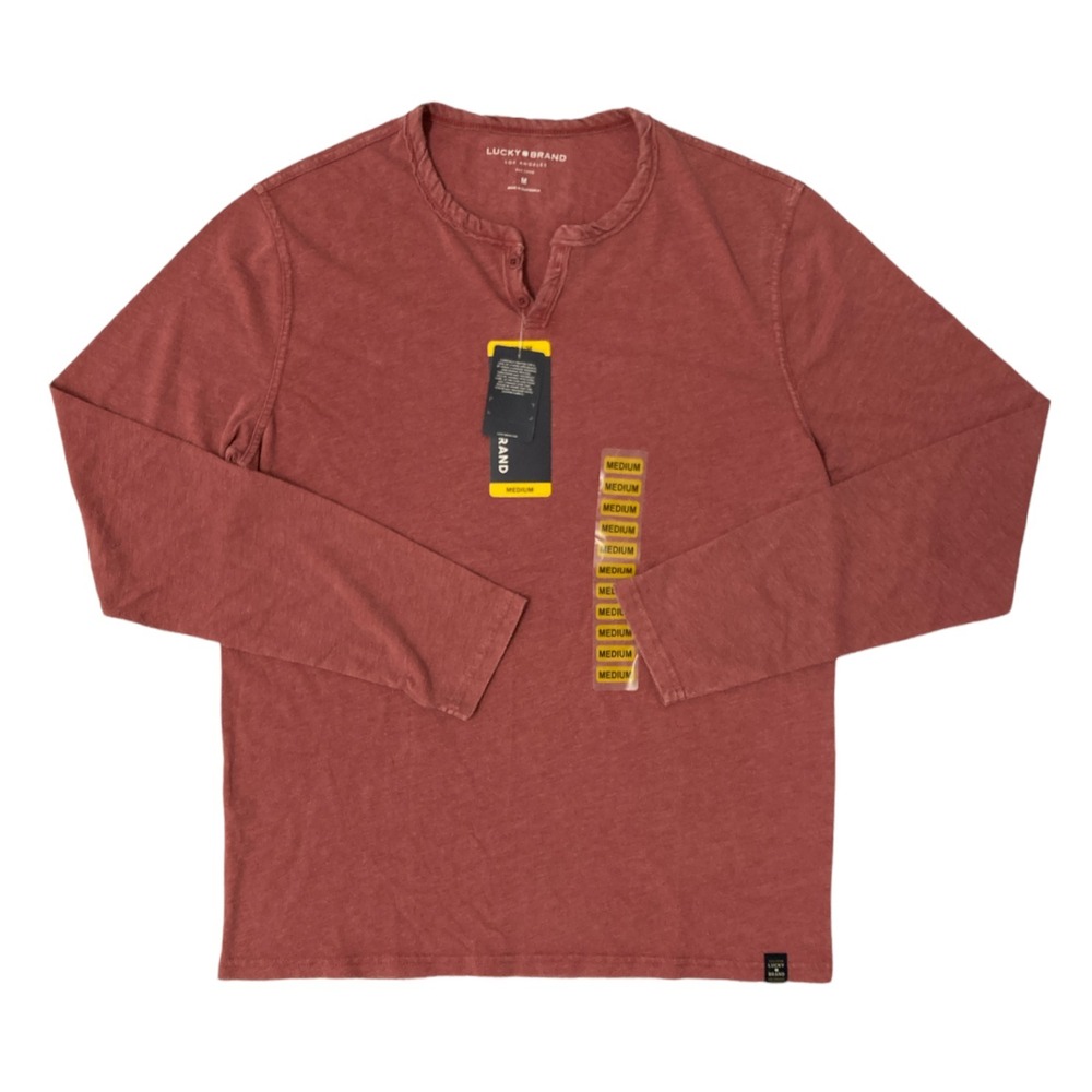 NWT Men Lucky Brand Rumba Red Henley Size Small